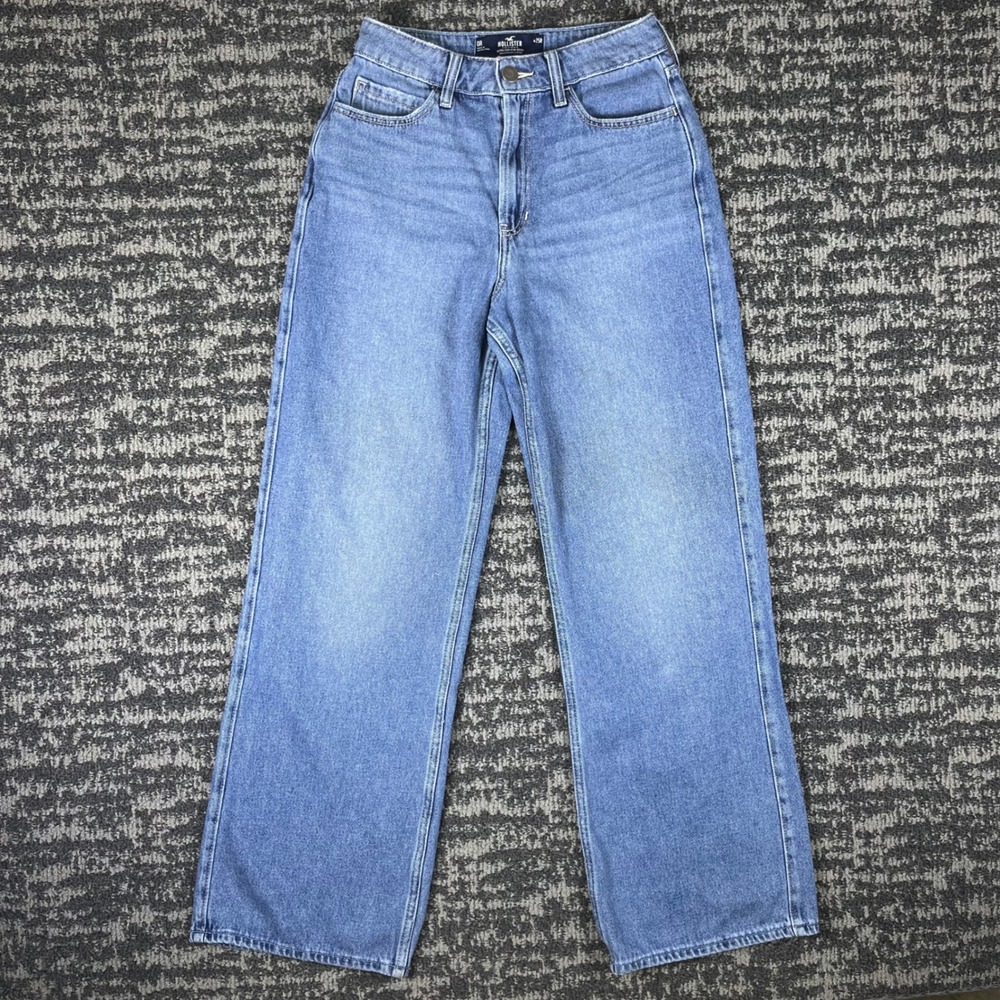 Hollister Baggy Jeans Womens 25 0R Blue Ultra High-Rise 100% Cotton Wide Leg